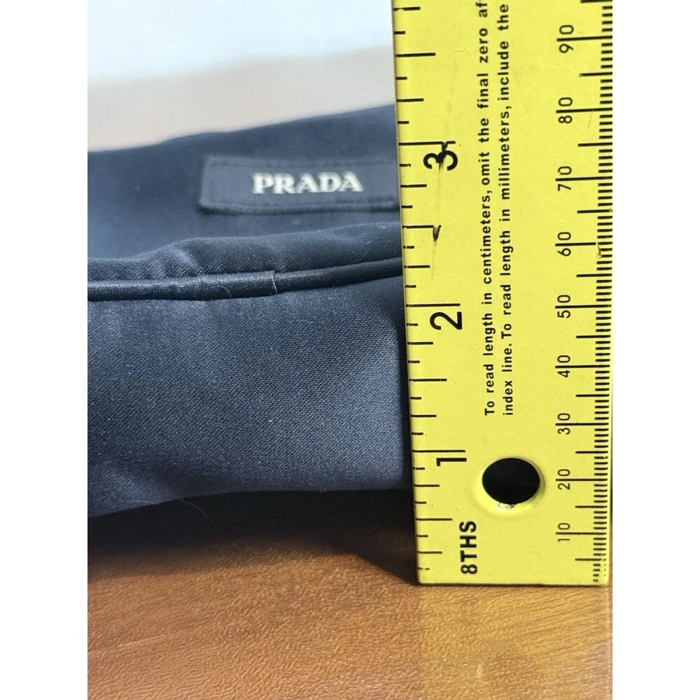 Prada Navy Blue Satin Pouch Cosmetic Bag Authentic Preowned
